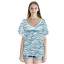 Abstract V-Neck Flutter Sleeve Top View1