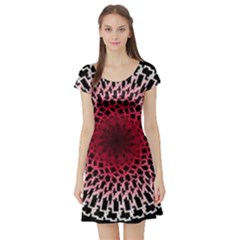 Gradient Spirograph Short Sleeve Skater Dress