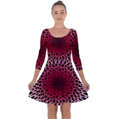 Gradient Spirograph Quarter Sleeve Skater Dress