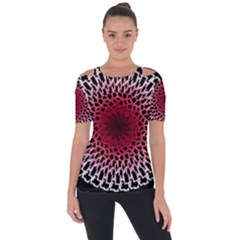 Gradient Spirograph Shoulder Cut Out Short Sleeve Top