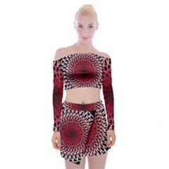 Gradient Spirograph Off Shoulder Top With Mini Skirt Set by JayneandApollo