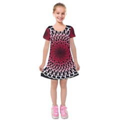 Gradient Spirograph Kids  Short Sleeve Velvet Dress by JayneandApollo