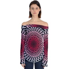 Gradient Spirograph Off Shoulder Long Sleeve Top by JayneandApollo