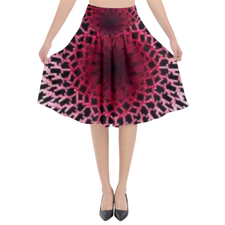 Gradient Spirograph Flared Midi Skirt