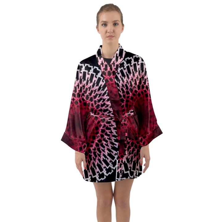 Gradient Spirograph Long Sleeve Satin Kimono