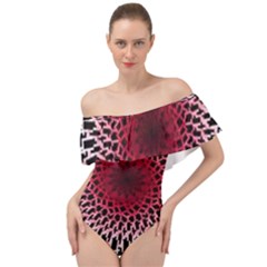 Gradient Spirograph Off Shoulder Velour Bodysuit 