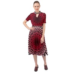 Gradient Spirograph Keyhole Neckline Chiffon Dress