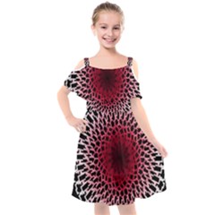 Gradient Spirograph Kids  Cut Out Shoulders Chiffon Dress