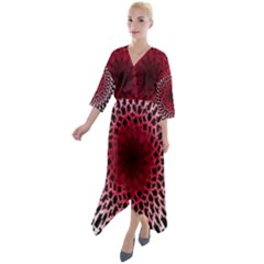 Gradient Spirograph Quarter Sleeve Wrap Front Maxi Dress by JayneandApollo