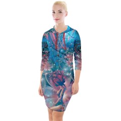 Combat76 Every Rose Has A Thorn Quarter Sleeve Hood Bodycon Dress by Combat76clothing