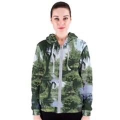 Away From The City Cutout Painted Women s Zipper Hoodie by SeeChicago