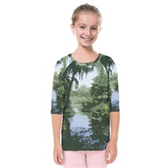 Away From The City Cutout Painted Kids  Quarter Sleeve Raglan Tee