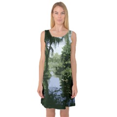 Away From The City Cutout Painted Sleeveless Satin Nightdress by SeeChicago