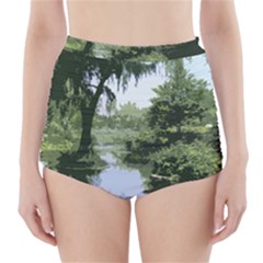 Away From The City Cutout Painted High-waisted Bikini Bottoms