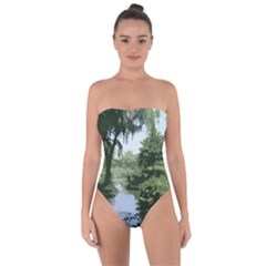 Away From The City Cutout Painted Tie Back One Piece Swimsuit by SeeChicago