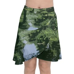 Away From The City Cutout Painted Chiffon Wrap Front Skirt by SeeChicago