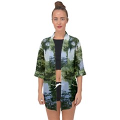 Away From The City Cutout Painted Open Front Chiffon Kimono by SeeChicago