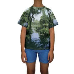 Away From The City Cutout Painted Kids  Short Sleeve Swimwear by SeeChicago