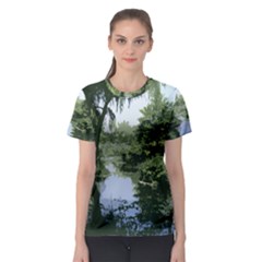 Away From The City Cutout Painted Women s Sport Mesh Tee