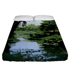 Away From The City Cutout Painted Fitted Sheet (king Size) by SeeChicago