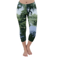 Away From The City Cutout Painted Capri Winter Leggings  by SeeChicago