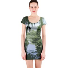 Away From The City Cutout Painted Short Sleeve Bodycon Dress by SeeChicago