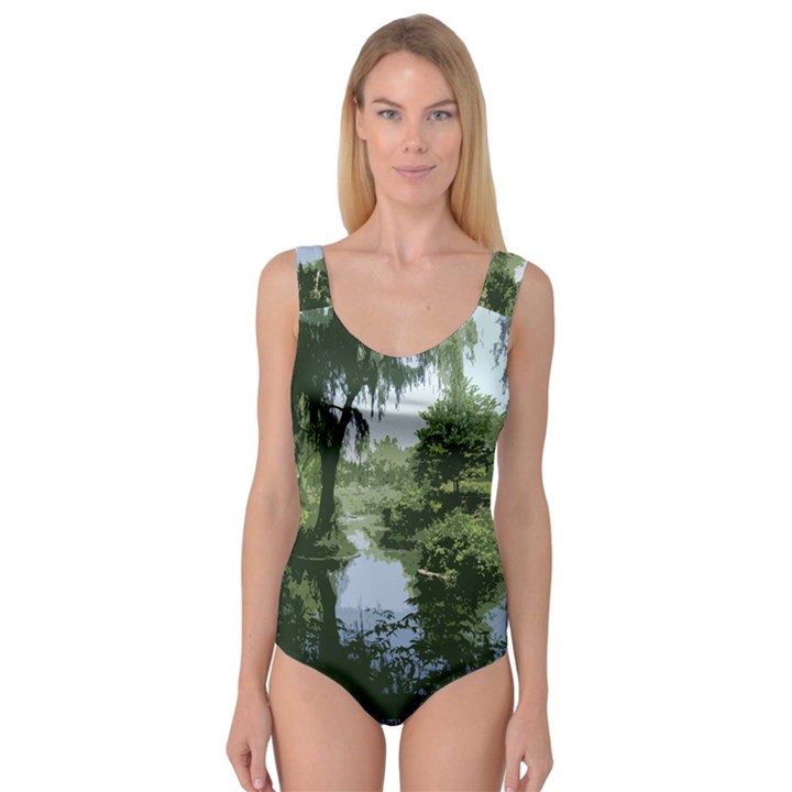 Away From the City Cutout Painted Princess Tank Leotard 