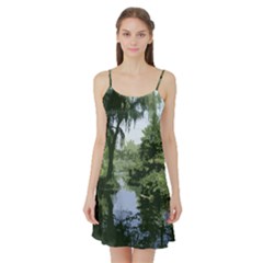 Away From The City Cutout Painted Satin Night Slip by SeeChicago