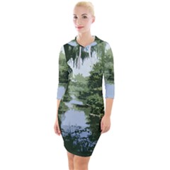 Away From The City Cutout Painted Quarter Sleeve Hood Bodycon Dress by SeeChicago