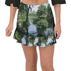 Away From The City Cutout Painted Fishtail Mini Chiffon Skirt by SeeChicago