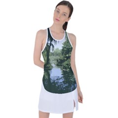 Away From The City Cutout Painted Racer Back Mesh Tank Top by SeeChicago