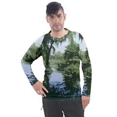 Away From The City Cutout Painted Men s Pique Long Sleeve Tee