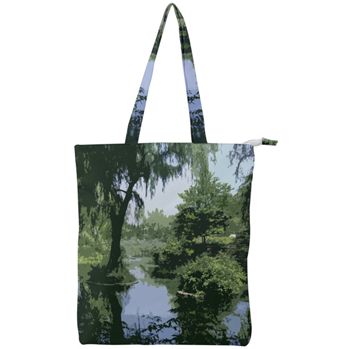 Away From the City Cutout Painted Double Zip Up Tote Bag