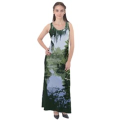 Away From The City Cutout Painted Sleeveless Velour Maxi Dress