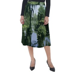 Away From The City Cutout Painted Classic Velour Midi Skirt  by SeeChicago