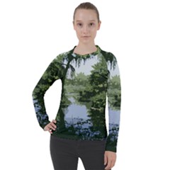 Away From The City Cutout Painted Women s Pique Long Sleeve Tee