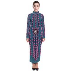 Japanese Sakura Blossoms On The Mountain Turtleneck Maxi Dress by pepitasart