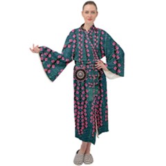 Japanese Sakura Blossoms On The Mountain Maxi Velour Kimono by pepitasart