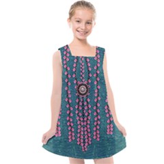 Japanese Sakura Blossoms On The Mountain Kids  Cross Back Dress by pepitasart