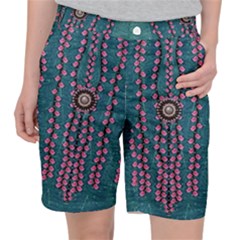 Japanese Sakura Blossoms On The Mountain Pocket Shorts by pepitasart