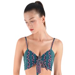 Japanese Sakura Blossoms On The Mountain Woven Tie Front Bralet by pepitasart