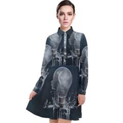 Awesome Light Bulb Long Sleeve Chiffon Shirt Dress by FantasyWorld7