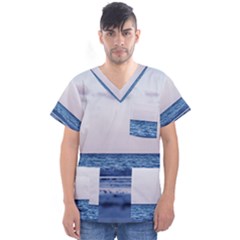 Pink Ocean Hues Men s V-neck Scrub Top