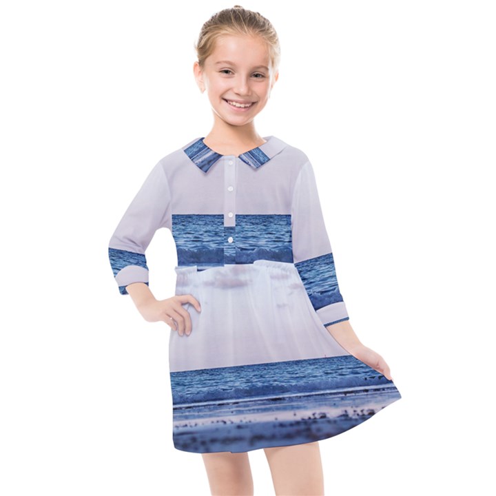 Pink Ocean Hues Kids  Quarter Sleeve Shirt Dress