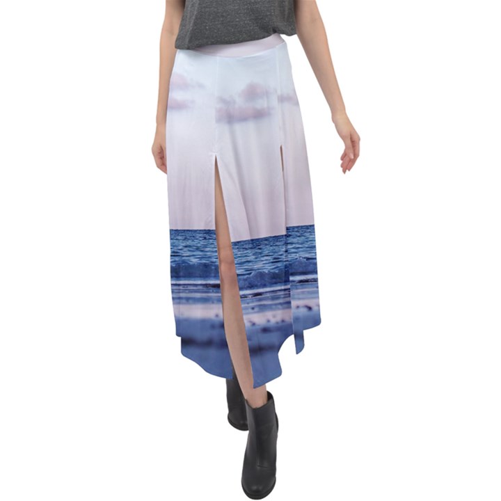 Pink Ocean Hues Velour Split Maxi Skirt