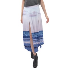 Pink Ocean Hues Velour Split Maxi Skirt by TheLazyPineapple