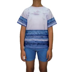 Pink Ocean Hues Kids  Short Sleeve Swimwear