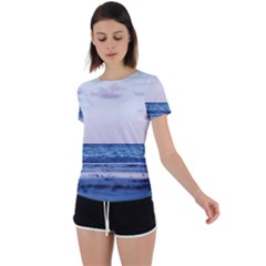 Pink Ocean Hues Back Circle Cutout Sports Tee