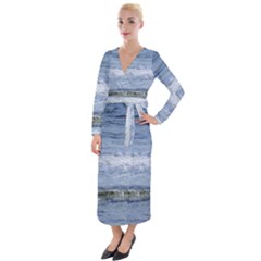 Typical Ocean Day Velvet Maxi Wrap Dress by TheLazyPineapple