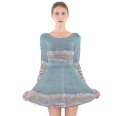 Minty Ocean Long Sleeve Velvet Skater Dress